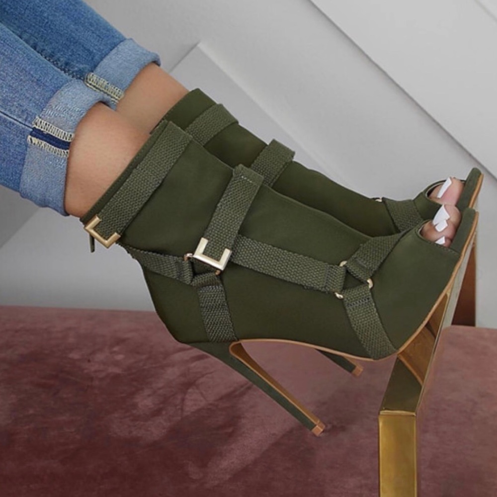 Women Open Toe Suede Leather Stiletto Boots 🥾 - Picture 1 of 7